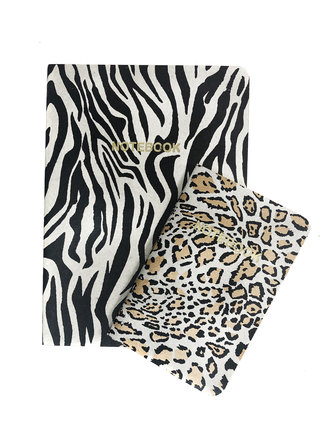 SET of 2, Soft Cover Notebooks, Zebra Glacier + leopard SET of 2, Soft Cover Notebooks, Zebra Glacier + leopard