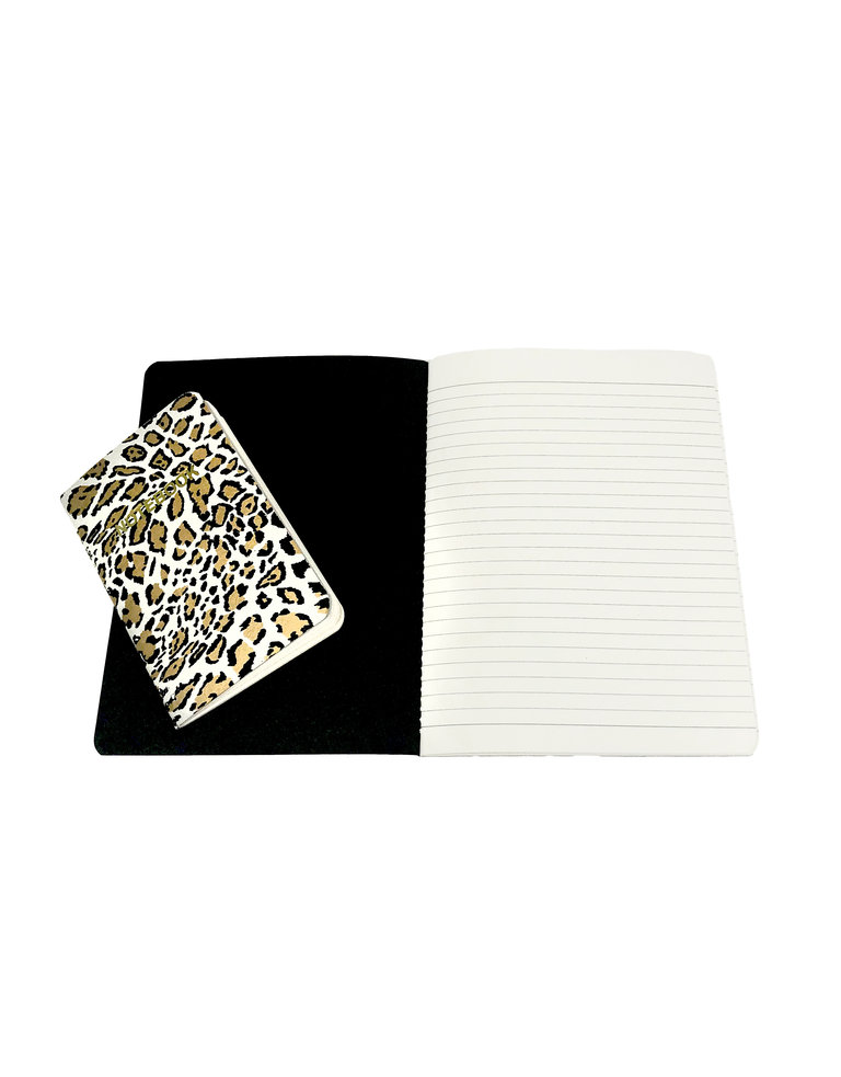 SET of 2, Soft Cover Notebooks, Zebra Glacier + leopard