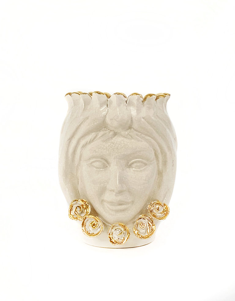 Agata Treasures Gold and cream testa di moro vase - Nunzia