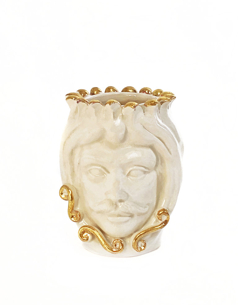 Agata Treasures Goud en crème kleurige testa di moro vaas - Tancredi