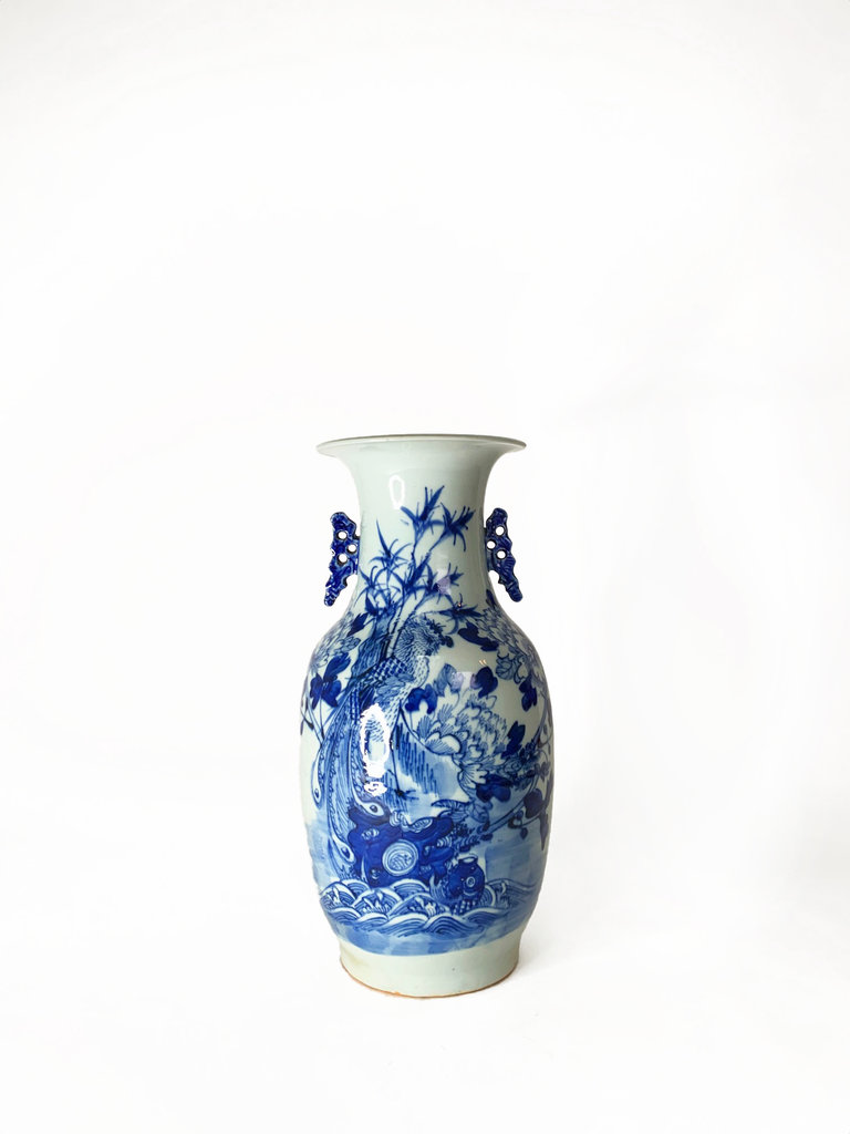 Vintage 19th century blue porcelain vase