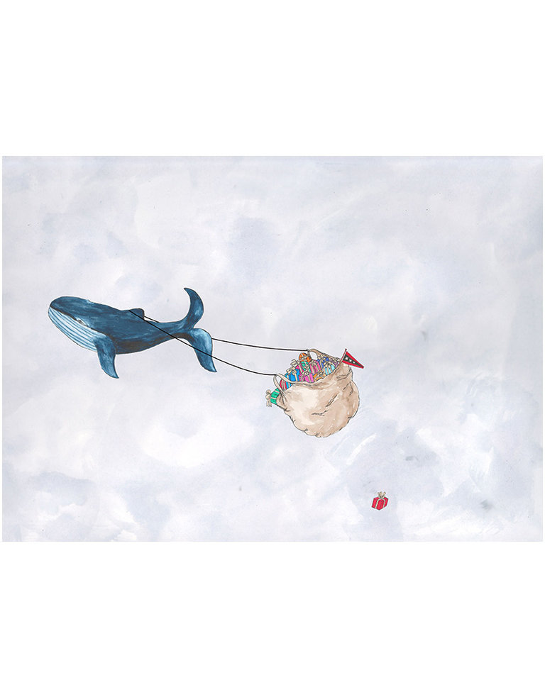 Marlies Boomsma Print 'Flying whale with presents'  - number 6 of 7