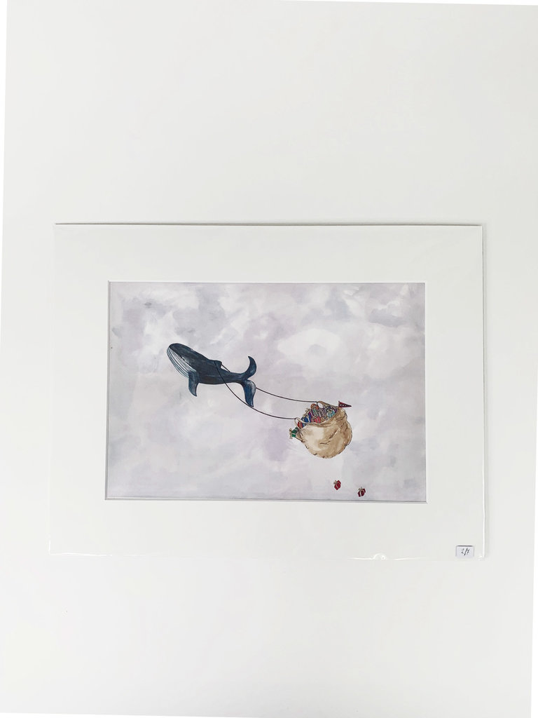 Marlies Boomsma Print 'Flying whale with presents'. - 2 of 7