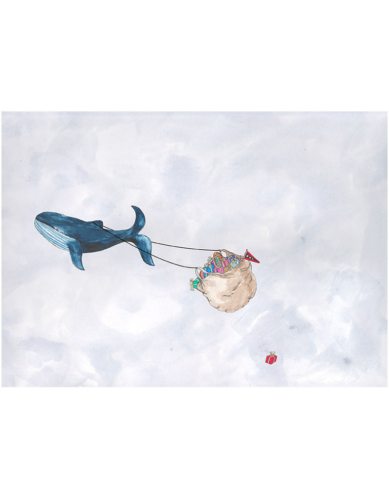 Marlies Boomsma Print 'Flying whale with presents'. - 2 of 7