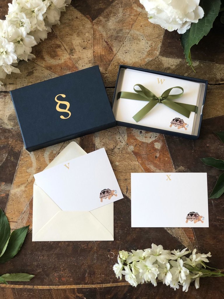 Stationery Stories Briefpapierset met monogram - Schildpad