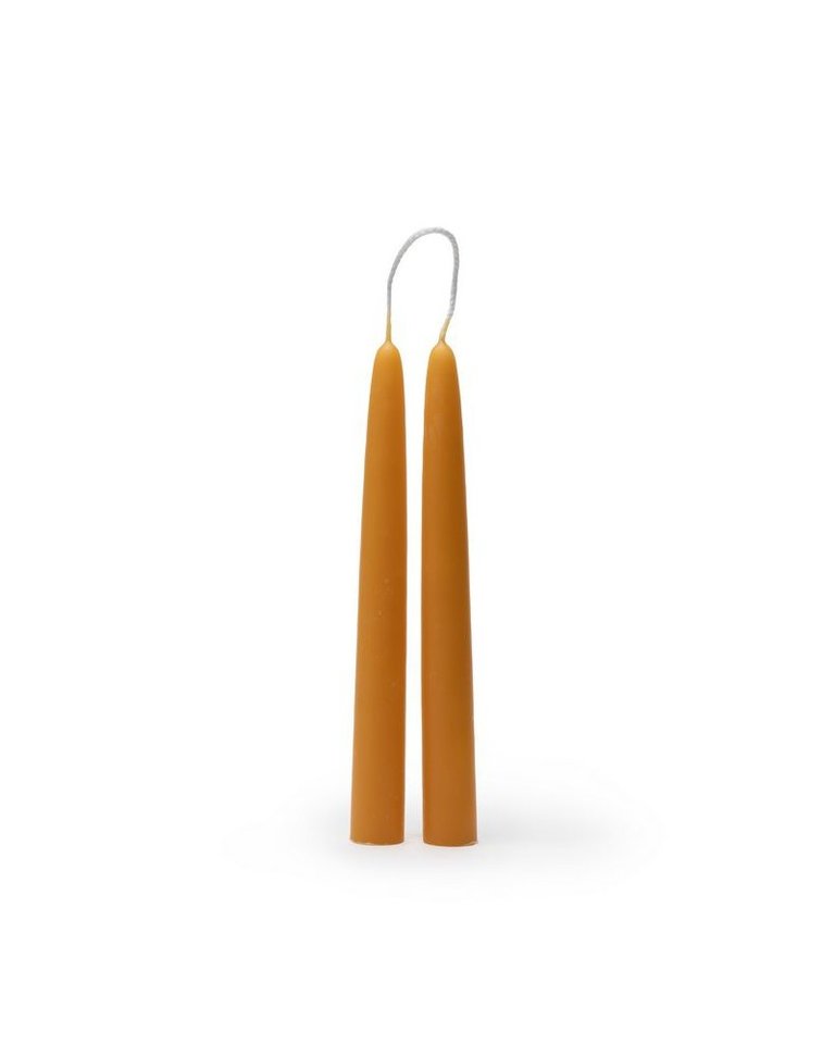 Set of 2 yellow dipped beeswax candles, length 20 cm, diameter 2.2 cm, honey color