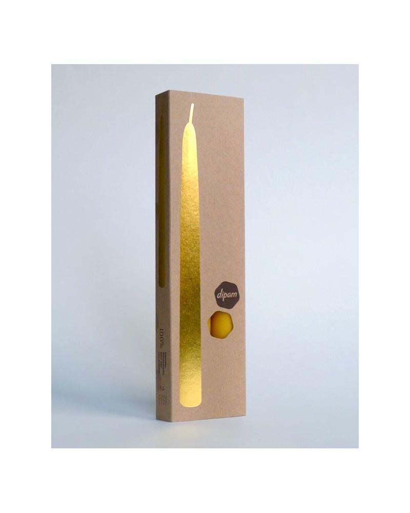 Gift Box With 2 Yellow Dipped Beeswax Candles Length 25 Cm Diameter 2 2 Cm Honey Color Curiosa Cabinet