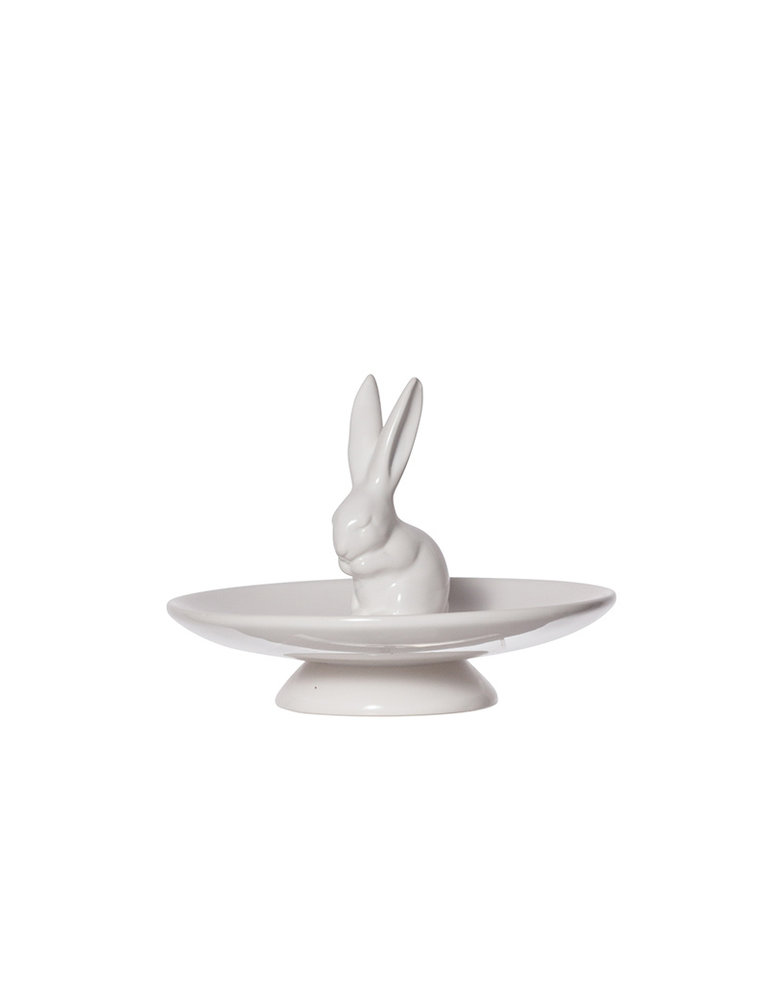 White ceramic stand with rabbit