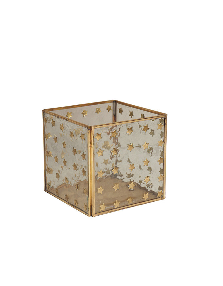 Large square candleholder with stars