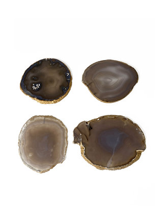 Marieke Ariëns Interior Objects Agate gold rimmed coasters set I