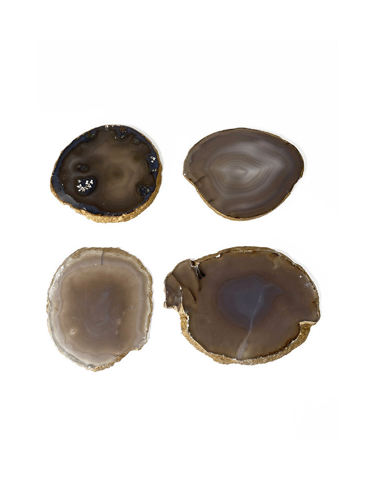 Marieke Ariëns Interior Objects Agate gold rimmed coasters set I