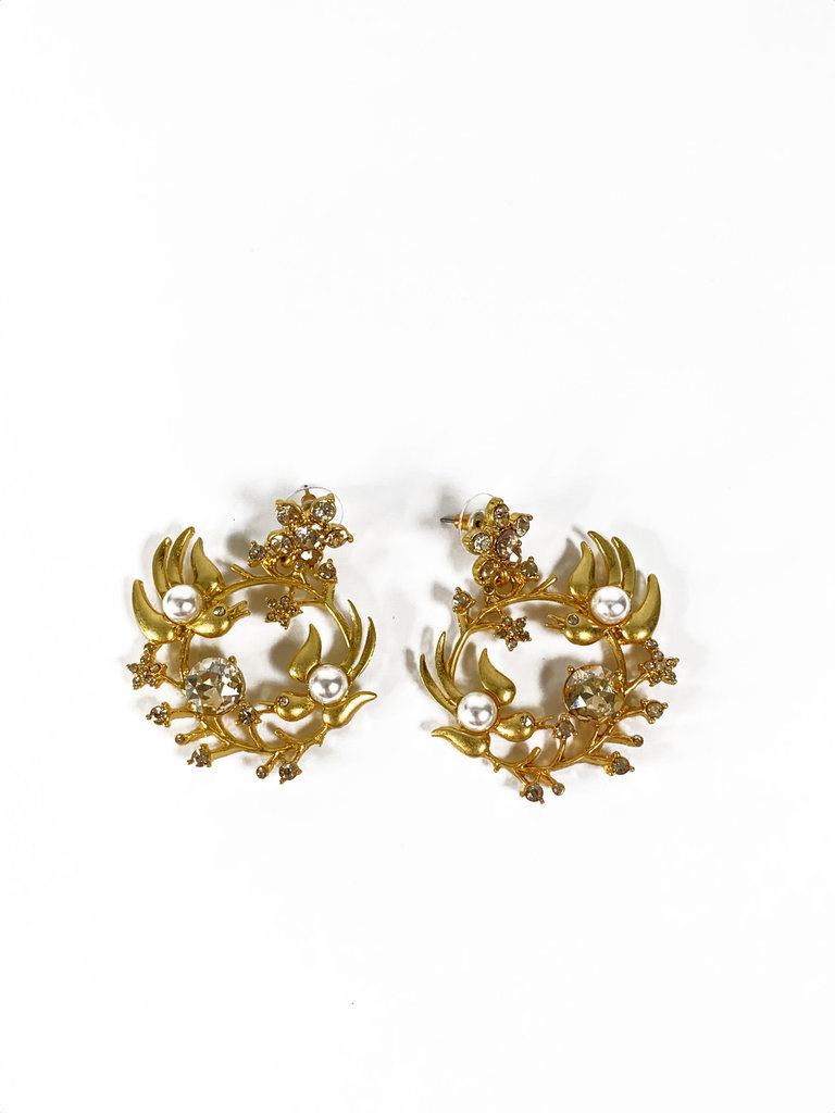 Vintage Oscar de la Renta earrings birds and flowers