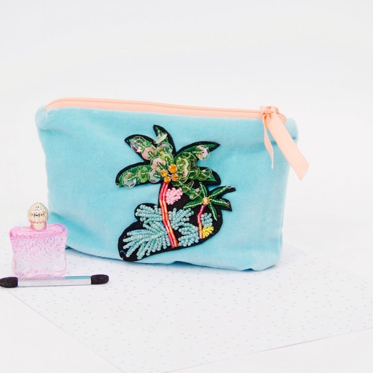 Noï/Natural Life Noi Sequined palm tree velvet pouch