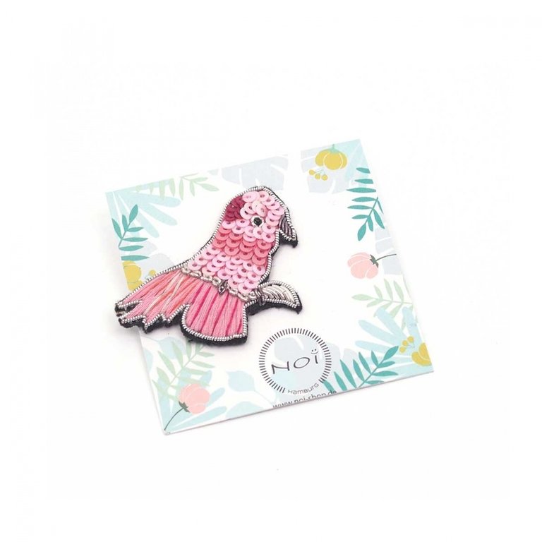 Noï/Natural Life Noi Pink parrot brooch