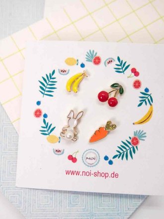 Noï/Natural Life Mini carrot banana rabbit cherry earring set Noï/Natural Life Mini carrot banana rabbit cherry earring set