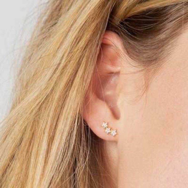 Noï/Natural Life Earrings - tiny studs - three stars