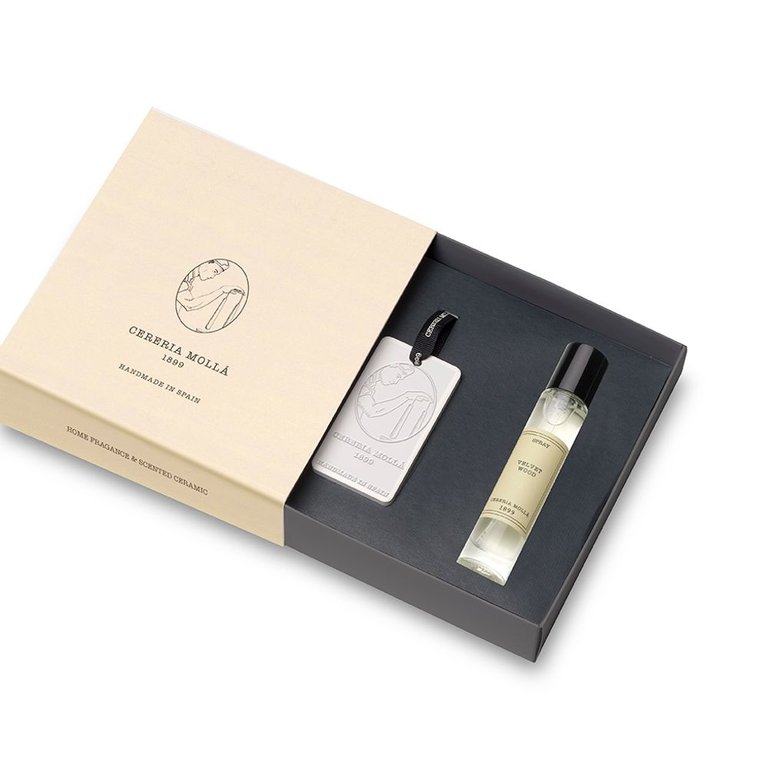 Cerería Mollá 1899 Ceramic diffuser tile and spray gift set - Tea & Lemongrass