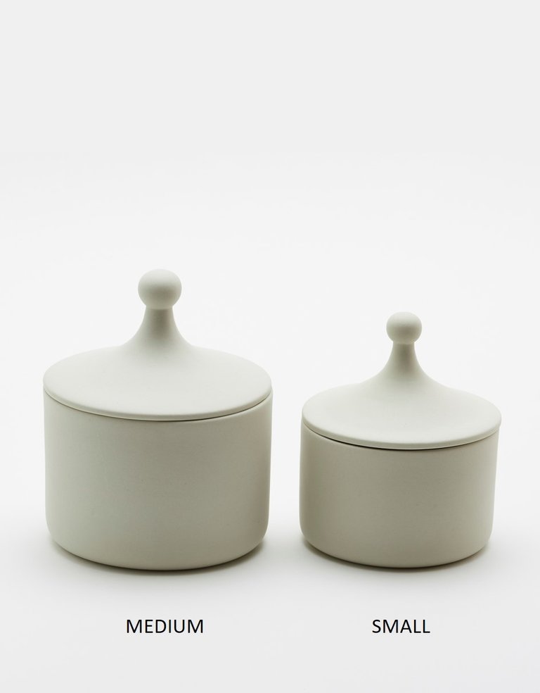 Clay cream pot with lid - small