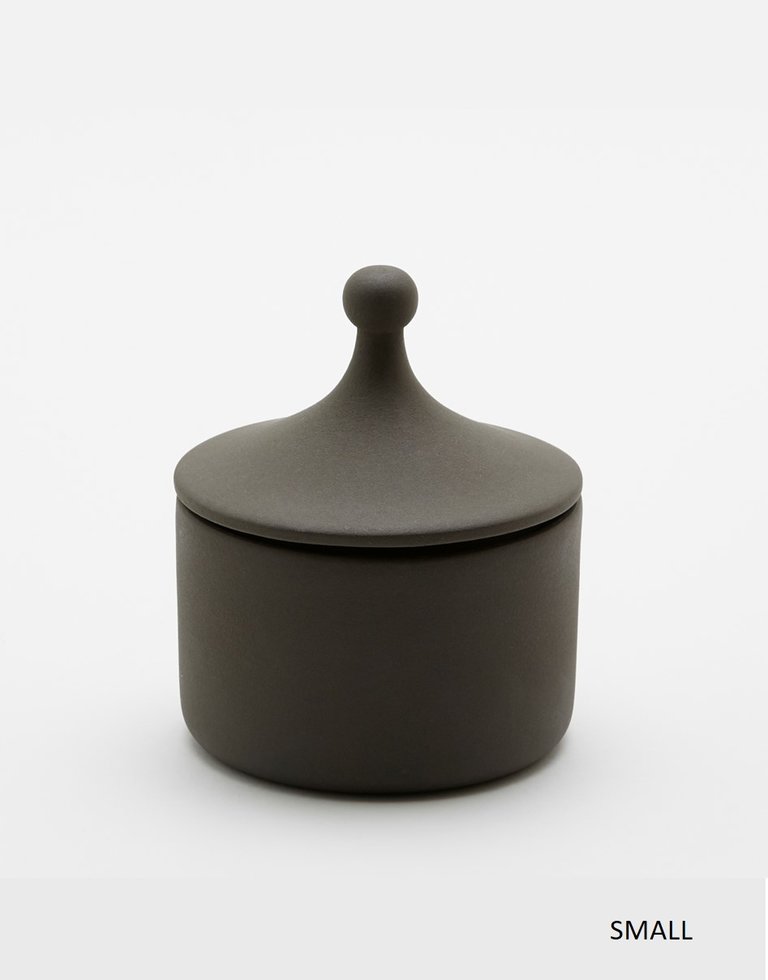 Anoq Anthracite ceramic jar with lid - small