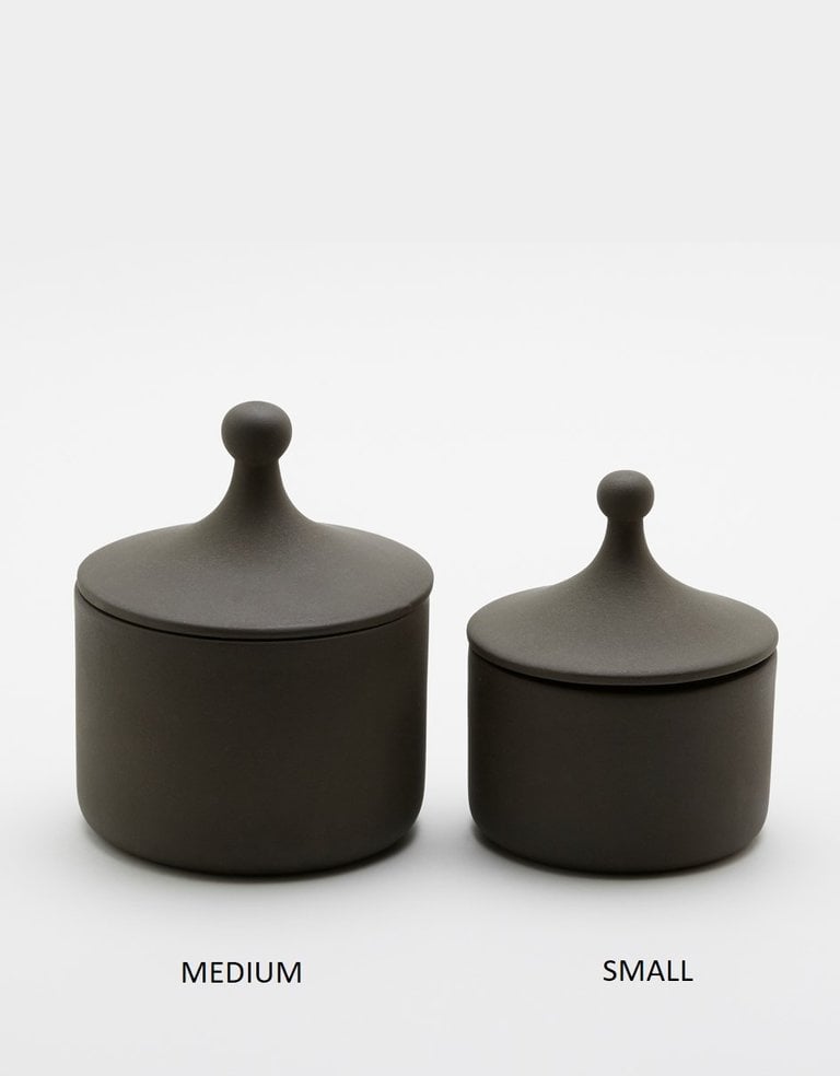 Anoq Anthracite ceramic jar with lid - small