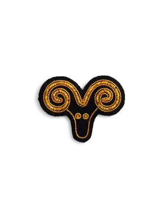 Macon & Lesquoy Black and gold Aries zodiac brooch Macon & Lesquoy Black and gold Aries zodiac brooch