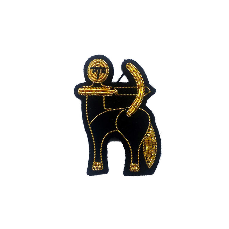 Macon & Lesquoy Macon& Lesquoy Black and gold Sagittarius zodiac brooch - archer