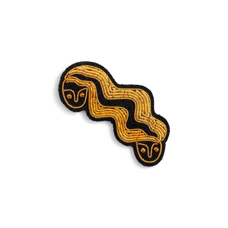 Macon & Lesquoy Macon & Lesquoy Zwart en Goud sterrenbeeld broche- Tweeling