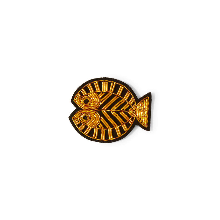 Macon & Lesquoy Macon & Lesquoy Black and gold Pisces zodiac brooch - Fish