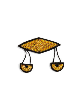Macon & Lesquoy Black and gold Libra zodiac brooch - scale