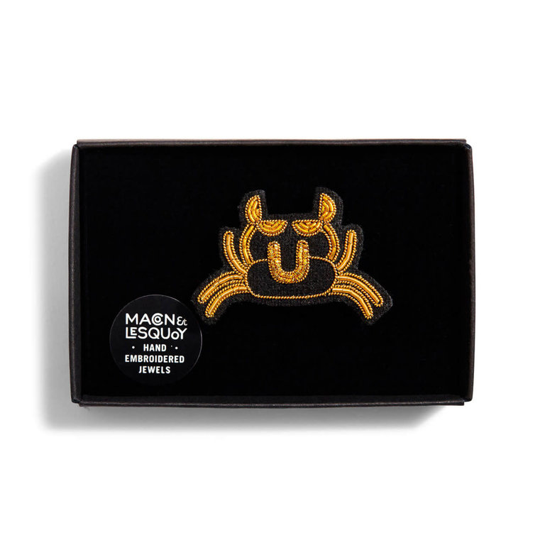 Macon & Lesquoy Macon & Lesquoy Black and gold Cancer zodiac brooch