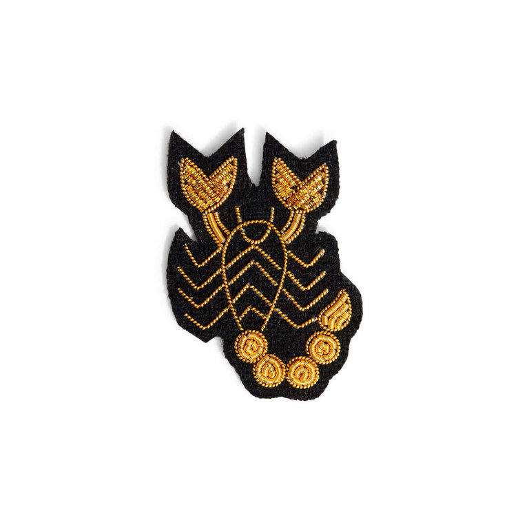 Macon & Lesquoy Macon& Lesquoy Black and gold Scorpio zodiac brooch - scorpion