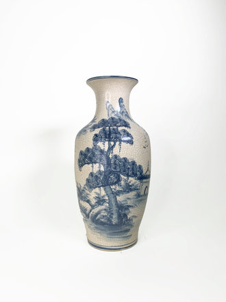 Vintage Blue and white hand-painted vase Vintage Blue and white hand-painted vase