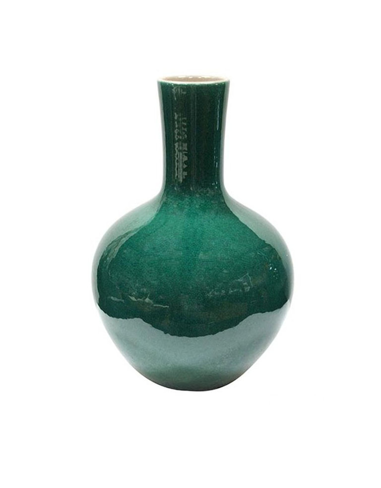 Vase with straight neck in imperial green