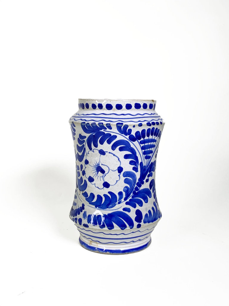 Italian ceramic white and blue vase