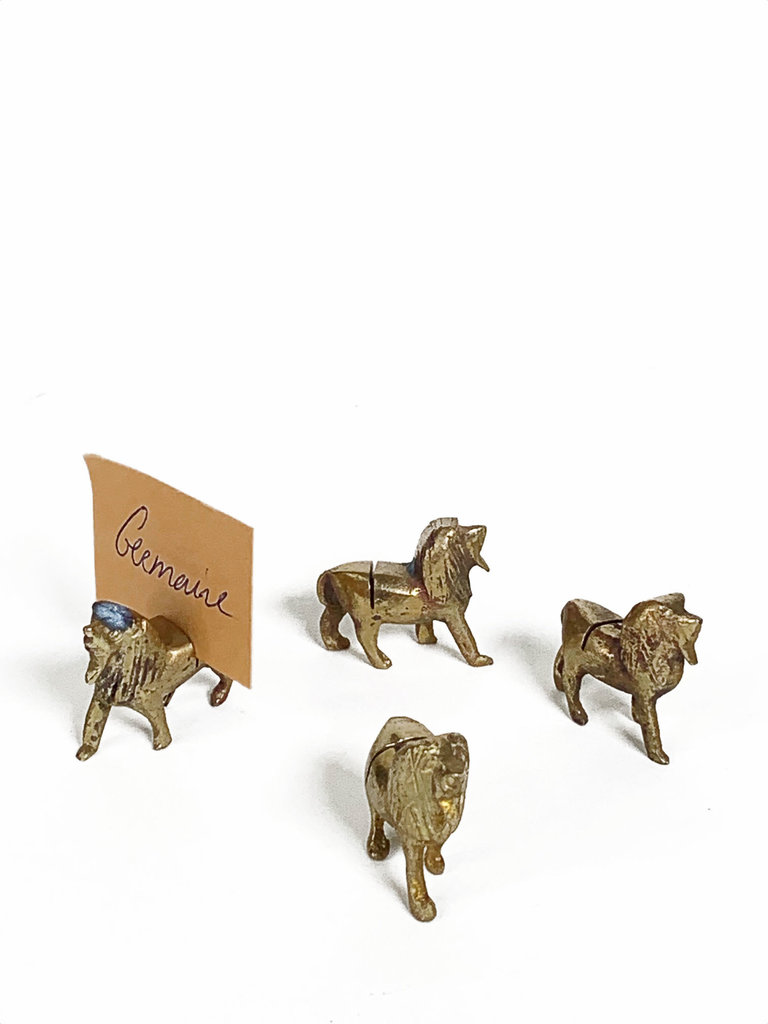 Vintage Mini brass animal name card holder