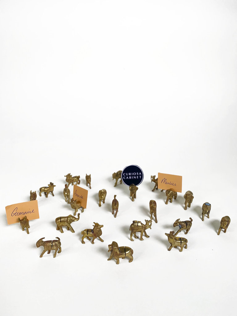 Vintage Mini brass animal name card holder