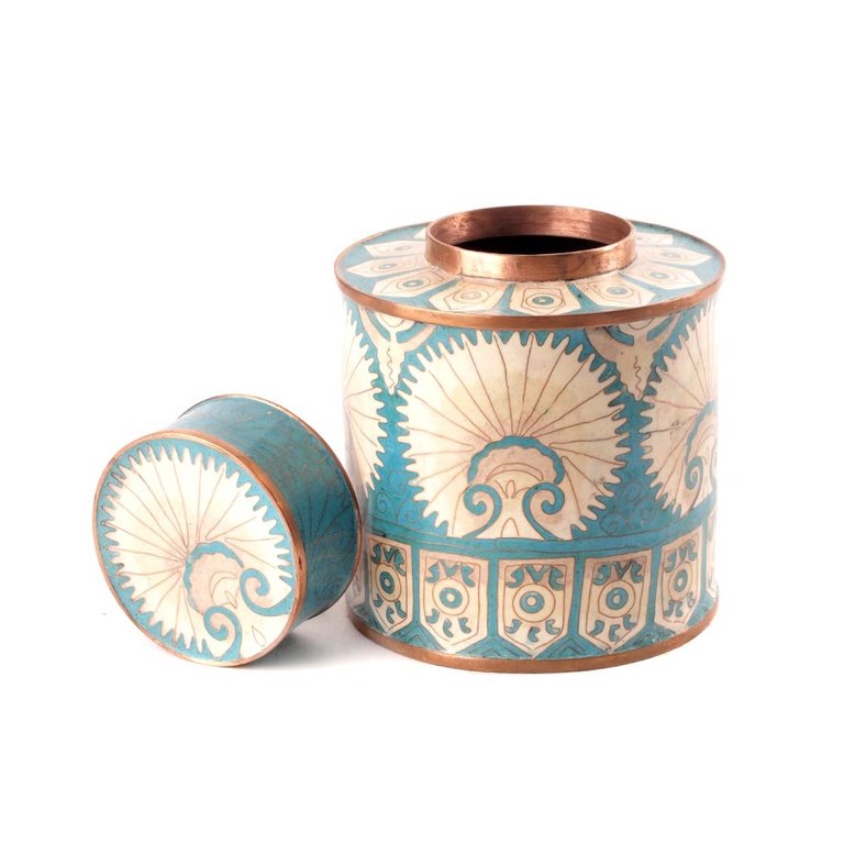 Fabienne Jouvin Fabienne Jouvin Cloisonné enamel tea box, Turkmen turquoise