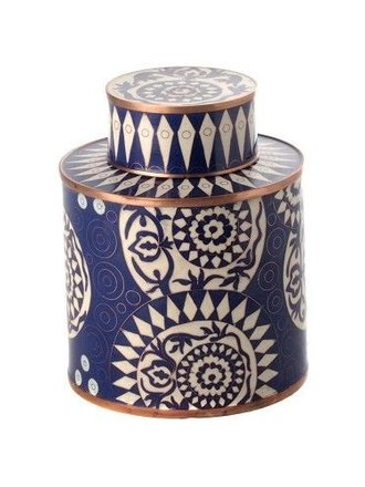 Fabienne Jouvin Blauw met wit geëmailleerde theebus - Fabienne Jouvin Fabienne Jouvin Blauw met wit geëmailleerde theebus - Fabienne Jouvin