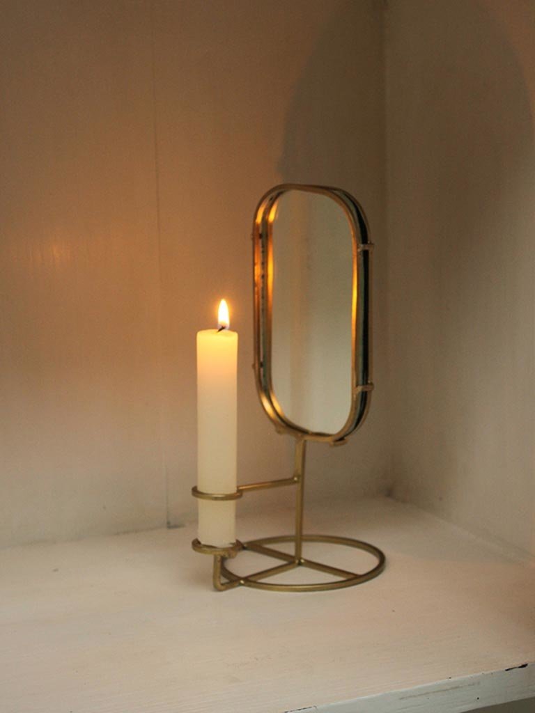 Metal candle stand with mirror
