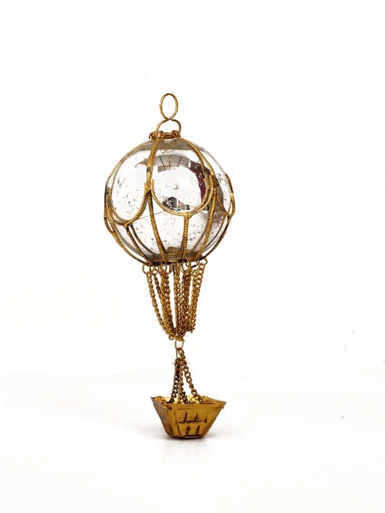 Hot air balloon with gold basket Christmas ornament