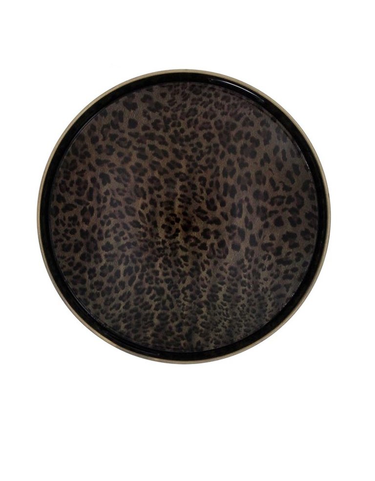 Round fauna tray leopard