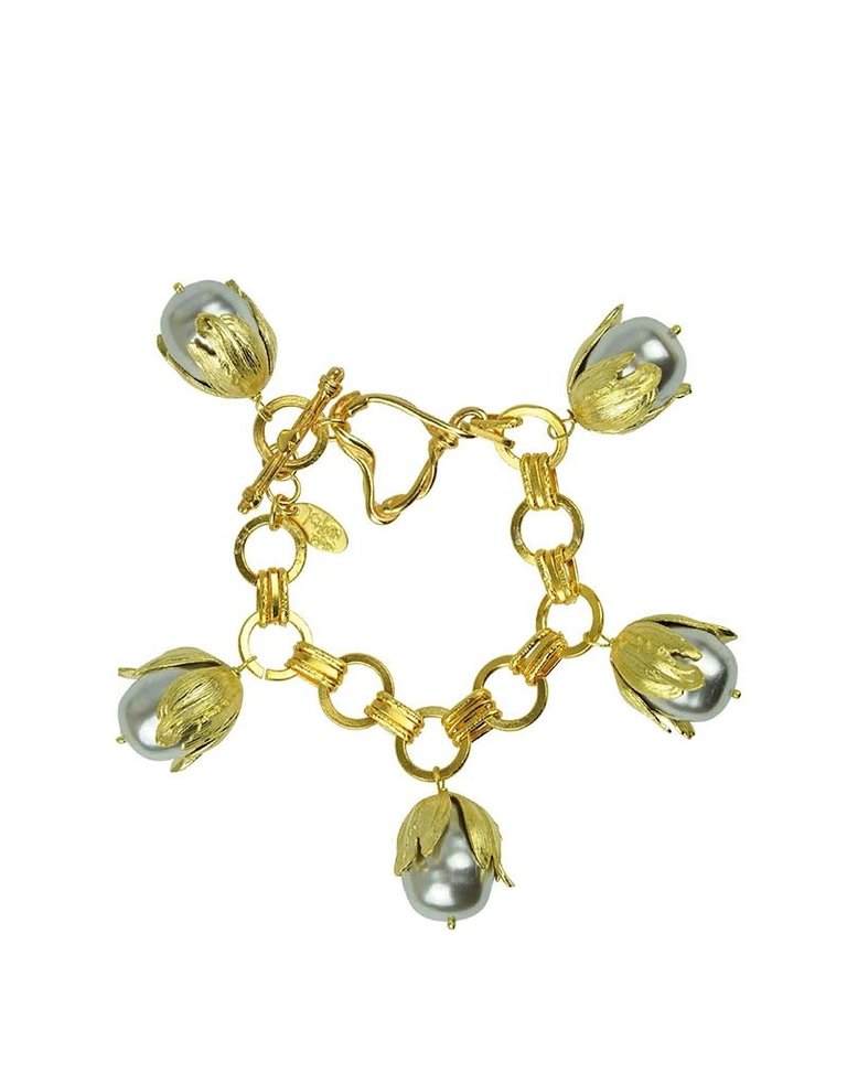 Katerina Psoma Chain bracelet with grey pearls