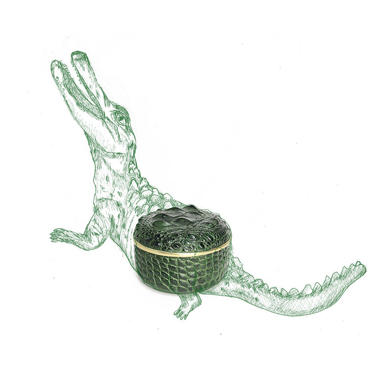 Round crocodile-look box