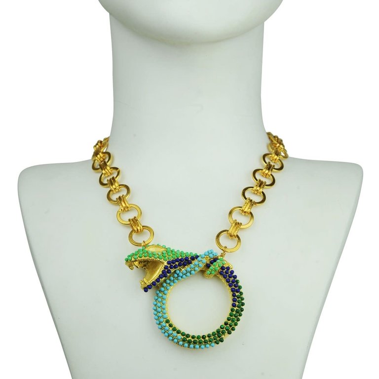 Katerina Psoma Slang ketting aan schakelketting – Verguld  van Katerina Psoma