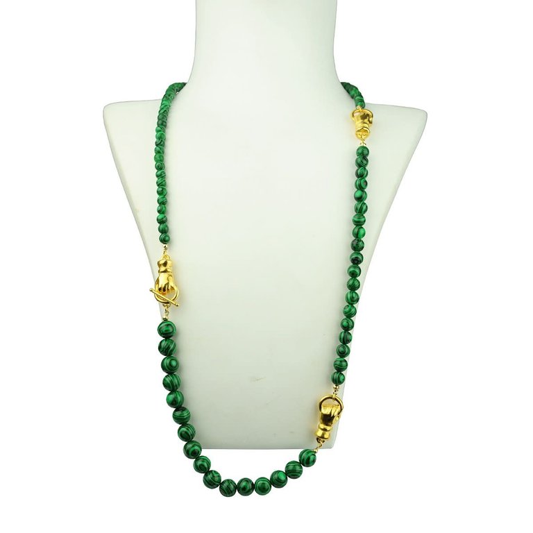 Katerina Psoma Long malachite beads necklace