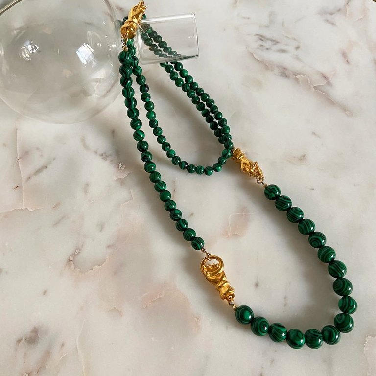 Katerina Psoma Long malachite beads necklace