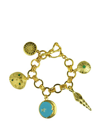 Katerina Psoma Bedelarmband – Verguld met turquoise emaille
