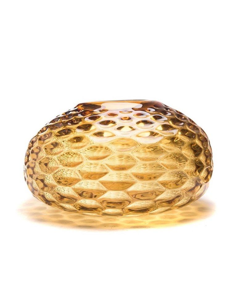 Large yellow glass vase 'Honeycomb'