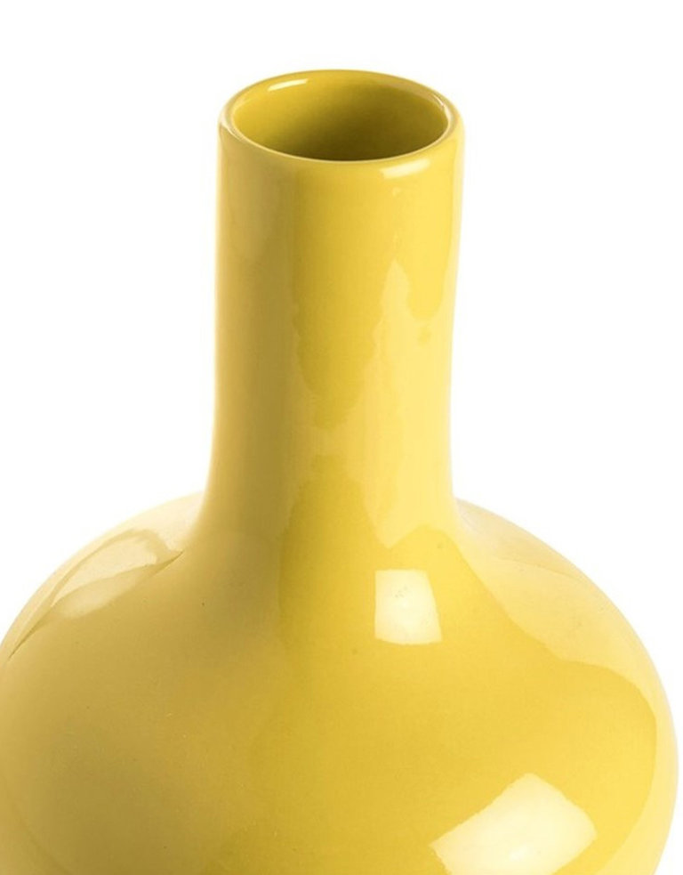 Straight neck yellow ceramic vase