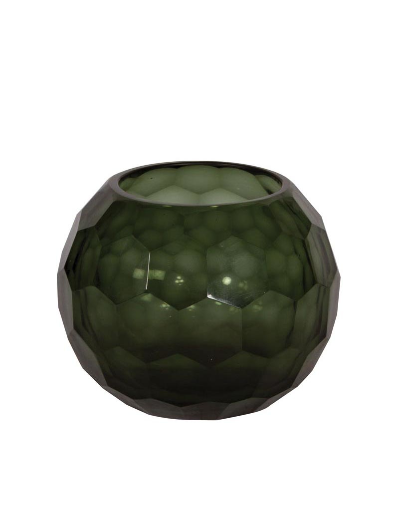 Green Thick Glass Candle Holder Curiosa Cabinet 2352